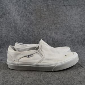 Vans Shoes Womens 8 Asher Slip On Sneakers Casual Canvas Skate White Trainer